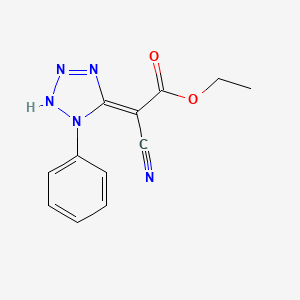 molecular formula C12H11N5O2 B11499126 Acetic acid, cyano-(1-phenyl-1,4-dihydrotetrazol-5-ylidene)-, ethyl ester 