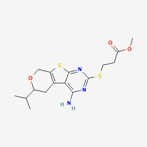 methyl 3-[(3-amino-12-propan-2-yl-11-oxa-8-thia-4,6-diazatricyclo[7.4.0.02,7]trideca-1(9),2,4,6-tetraen-5-yl)sulfanyl]propanoate