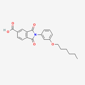 molecular formula C21H21NO5 B11499178 2-[3-(hexyloxy)phenyl]-1,3-dioxo-2,3-dihydro-1H-isoindole-5-carboxylic acid 