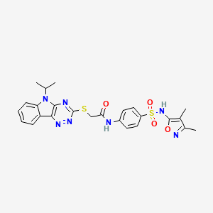 molecular formula C25H25N7O4S2 B11499190 N-{4-[(3,4-dimethyl-1,2-oxazol-5-yl)sulfamoyl]phenyl}-2-{[5-(propan-2-yl)-5H-[1,2,4]triazino[5,6-b]indol-3-yl]sulfanyl}acetamide 