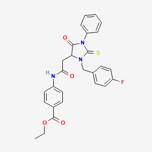 Ethyl 4-({[3-(4-fluorobenzyl)-5-oxo-1-phenyl-2-thioxoimidazolidin-4-yl]acetyl}amino)benzoate