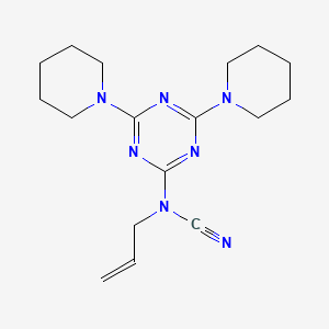 molecular formula C17H25N7 B11499223 [4,6-Di(piperidin-1-yl)-1,3,5-triazin-2-yl]prop-2-en-1-ylcyanamide 