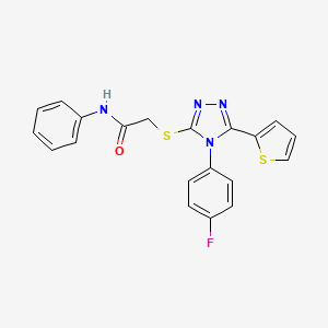 molecular formula C20H15FN4OS2 B11499264 2-{[4-(4-fluorophenyl)-5-(thiophen-2-yl)-4H-1,2,4-triazol-3-yl]sulfanyl}-N-phenylacetamide 