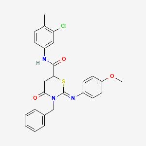 (2E)-3-benzyl-N-(3-chloro-4-methylphenyl)-2-[(4-methoxyphenyl)imino]-4-oxo-1,3-thiazinane-6-carboxamide