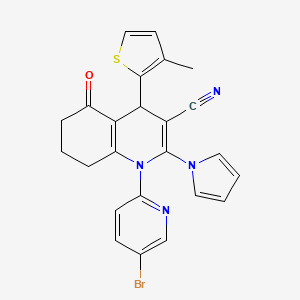 1-(5-bromopyridin-2-yl)-4-(3-methylthiophen-2-yl)-5-oxo-2-(1H-pyrrol-1-yl)-1,4,5,6,7,8-hexahydroquinoline-3-carbonitrile