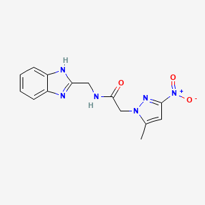 molecular formula C14H14N6O3 B11499291 N-(1H-benzimidazol-2-ylmethyl)-2-(5-methyl-3-nitro-1H-pyrazol-1-yl)acetamide 