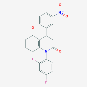 molecular formula C21H16F2N2O4 B11499302 1-(2,4-difluorophenyl)-4-(3-nitrophenyl)-4,6,7,8-tetrahydroquinoline-2,5(1H,3H)-dione 