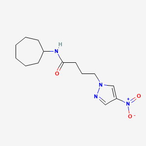 molecular formula C14H22N4O3 B11499309 N-cycloheptyl-4-(4-nitro-1H-pyrazol-1-yl)butanamide 