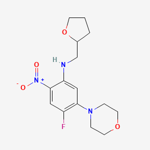 molecular formula C15H20FN3O4 B11499317 N-(4-fluoro-5-morpholino-2-nitrophenyl)-N-tetrahydro-2-furanylmethylamine 