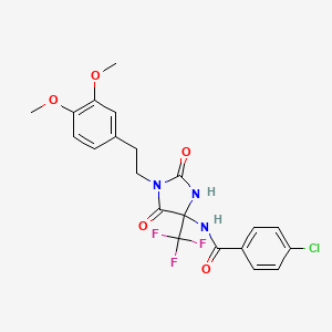 molecular formula C21H19ClF3N3O5 B11499324 4-chloro-N-{1-[2-(3,4-dimethoxyphenyl)ethyl]-2,5-dioxo-4-(trifluoromethyl)imidazolidin-4-yl}benzamide 