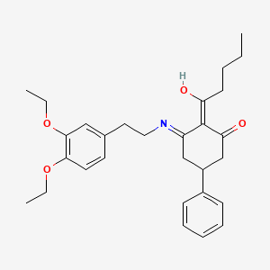 3-{[2-(3,4-Diethoxyphenyl)ethyl]amino}-2-pentanoyl-5-phenylcyclohex-2-en-1-one