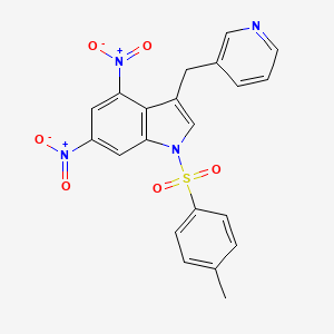 molecular formula C21H16N4O6S B11499474 1-[(4-methylphenyl)sulfonyl]-4,6-dinitro-3-(pyridin-3-ylmethyl)-1H-indole 