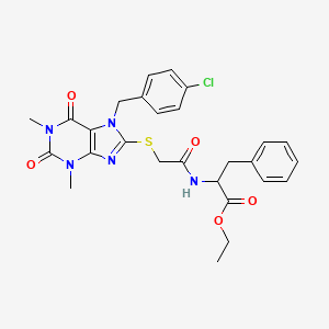 ethyl N-({[7-(4-chlorobenzyl)-1,3-dimethyl-2,6-dioxo-2,3,6,7-tetrahydro-1H-purin-8-yl]sulfanyl}acetyl)phenylalaninate