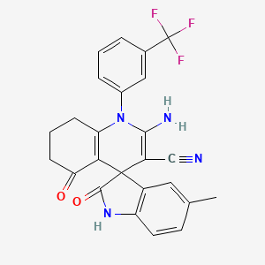 2'-amino-5-methyl-2,5'-dioxo-1'-[3-(trifluoromethyl)phenyl]-1,2,5',6',7',8'-hexahydro-1'H-spiro[indole-3,4'-quinoline]-3'-carbonitrile