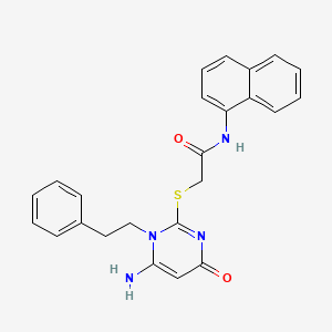 molecular formula C24H22N4O2S B11499583 2-{[6-amino-4-oxo-1-(2-phenylethyl)-1,4-dihydropyrimidin-2-yl]sulfanyl}-N-(naphthalen-1-yl)acetamide 