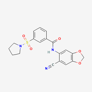 N-(6-cyano-1,3-benzodioxol-5-yl)-3-(pyrrolidin-1-ylsulfonyl)benzamide