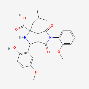 molecular formula C25H28N2O7 B11499591 3-(2-Hydroxy-5-methoxyphenyl)-5-(2-methoxyphenyl)-1-(2-methylpropyl)-4,6-dioxooctahydropyrrolo[3,4-c]pyrrole-1-carboxylic acid 