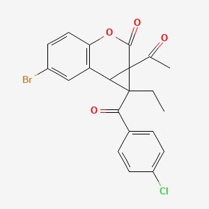 molecular formula C21H16BrClO4 B11499593 1a-acetyl-6-bromo-1-(4-chlorobenzoyl)-1-ethyl-1a,7b-dihydrocyclopropa[c]chromen-2(1H)-one 