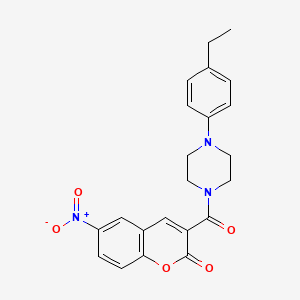 molecular formula C22H21N3O5 B11499610 3-{[4-(4-ethylphenyl)piperazin-1-yl]carbonyl}-6-nitro-2H-chromen-2-one 