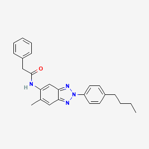 molecular formula C25H26N4O B11499618 N-[2-(4-butylphenyl)-6-methyl-2H-benzotriazol-5-yl]-2-phenylacetamide 