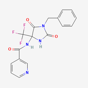 molecular formula C17H13F3N4O3 B11499623 N-[1-benzyl-2,5-dioxo-4-(trifluoromethyl)imidazolidin-4-yl]pyridine-3-carboxamide 