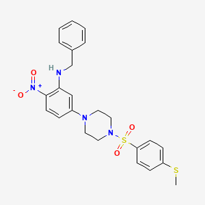 N-benzyl-5-(4-{[4-(methylsulfanyl)phenyl]sulfonyl}piperazin-1-yl)-2-nitroaniline