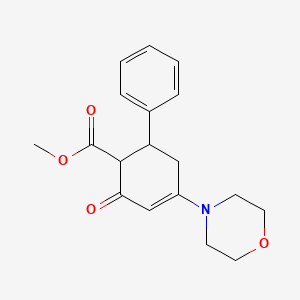 molecular formula C18H21NO4 B11499640 Methyl 4-(morpholin-4-yl)-2-oxo-6-phenylcyclohex-3-ene-1-carboxylate 