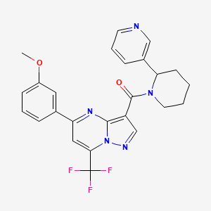 [5-(3-Methoxyphenyl)-7-(trifluoromethyl)pyrazolo[1,5-a]pyrimidin-3-yl][2-(pyridin-3-yl)piperidin-1-yl]methanone