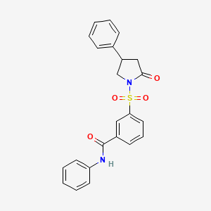 molecular formula C23H20N2O4S B11499665 3-[(2-oxo-4-phenylpyrrolidin-1-yl)sulfonyl]-N-phenylbenzamide 