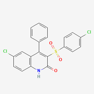 6-Chloro-3-[(4-chlorophenyl)sulfonyl]-4-phenylquinolin-2-ol