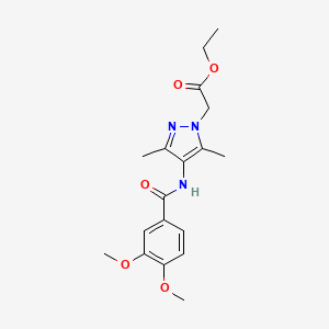 [4-(3,4-Dimethoxybenzoylamino)-3,5-dimethylpyrazol-1-yl]acetic acid, ethyl ester