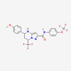 molecular formula C23H20F6N4O3 B11499737 5-(4-methoxyphenyl)-N-methyl-N-[4-(trifluoromethoxy)phenyl]-7-(trifluoromethyl)-4,5,6,7-tetrahydropyrazolo[1,5-a]pyrimidine-2-carboxamide 