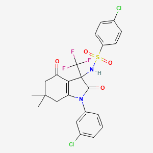 4-chloro-N-[1-(3-chlorophenyl)-6,6-dimethyl-2,4-dioxo-3-(trifluoromethyl)-2,3,4,5,6,7-hexahydro-1H-indol-3-yl]benzenesulfonamide