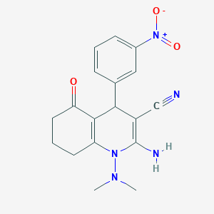 molecular formula C18H19N5O3 B11499791 2-Amino-1-(dimethylamino)-4-(3-nitrophenyl)-5-oxo-1,4,5,6,7,8-hexahydroquinoline-3-carbonitrile 