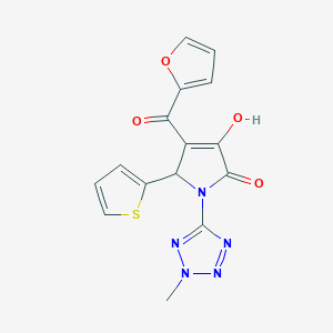 1,5-Dihydropyrrol-2-one, 4-(furan-2-carbonyl)-3-hydroxy-1-(2-methyl-2H-tetrazol-5-yl)-5-thiophen-2-yl-