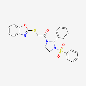 2-(1,3-Benzoxazol-2-ylsulfanyl)-1-[2-phenyl-3-(phenylsulfonyl)imidazolidin-1-yl]ethanone