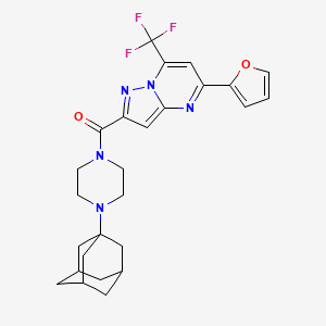 molecular formula C26H28F3N5O2 B11499832 1-(Adamantan-1-YL)-4-[5-(furan-2-YL)-7-(trifluoromethyl)pyrazolo[1,5-A]pyrimidine-2-carbonyl]piperazine 