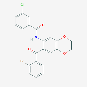 N-[7-(2-bromobenzoyl)-2,3-dihydro-1,4-benzodioxin-6-yl]-3-chlorobenzamide