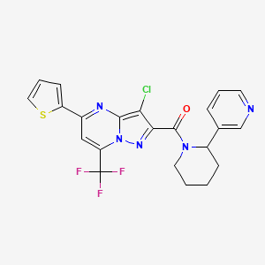 [3-Chloro-5-(thiophen-2-yl)-7-(trifluoromethyl)pyrazolo[1,5-a]pyrimidin-2-yl][2-(pyridin-3-yl)piperidin-1-yl]methanone