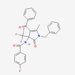 molecular formula C27H20F4N2O3 B11499871 N-[4-benzoyl-1-benzyl-5-methyl-2-oxo-3-(trifluoromethyl)-2,3-dihydro-1H-pyrrol-3-yl]-4-fluorobenzamide 