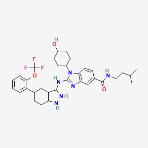 molecular formula C33H35F3N6O3 B1149994 1-(4-Hydroxycyclohexyl)-2-[[5-(2-trifluoromethoxyphenyl)-1H-indazol-3-yl]amino]-1H-benzimidazole-5-carboxylic acid (3-methylbutyl)amide 