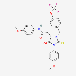 N-(4-methoxyphenyl)-2-{1-(4-methoxyphenyl)-5-oxo-2-thioxo-3-[4-(trifluoromethoxy)benzyl]imidazolidin-4-yl}acetamide