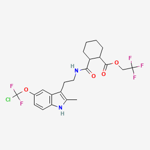 molecular formula C22H24ClF5N2O4 B11499944 2,2,2-trifluoroethyl 2-[(2-{5-[chloro(difluoro)methoxy]-2-methyl-1H-indol-3-yl}ethyl)carbamoyl]cyclohexanecarboxylate 