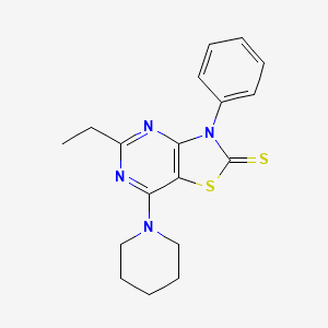 5-ethyl-3-phenyl-7-(piperidin-1-yl)[1,3]thiazolo[4,5-d]pyrimidine-2(3H)-thione