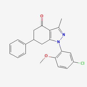 molecular formula C21H19ClN2O2 B11499956 1-(5-chloro-2-methoxyphenyl)-3-methyl-6-phenyl-1,5,6,7-tetrahydro-4H-indazol-4-one 