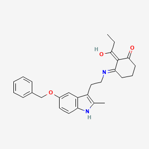 molecular formula C27H30N2O3 B11500018 3-({2-[5-(benzyloxy)-2-methyl-1H-indol-3-yl]ethyl}amino)-2-propanoylcyclohex-2-en-1-one 