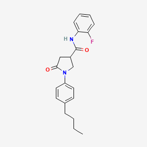 molecular formula C21H23FN2O2 B11500037 1-(4-butylphenyl)-N-(2-fluorophenyl)-5-oxopyrrolidine-3-carboxamide 