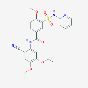 molecular formula C24H24N4O6S B11500052 N-(2-cyano-4,5-diethoxyphenyl)-4-methoxy-3-(pyridin-2-ylsulfamoyl)benzamide 