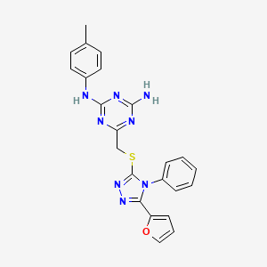 6-({[5-(furan-2-yl)-4-phenyl-4H-1,2,4-triazol-3-yl]sulfanyl}methyl)-N-(4-methylphenyl)-1,3,5-triazine-2,4-diamine