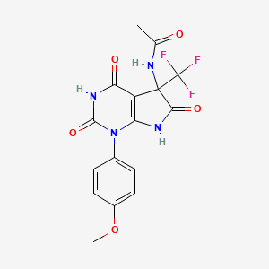 molecular formula C16H13F3N4O5 B11500077 N-[1-(4-methoxyphenyl)-2,4,6-trioxo-5-(trifluoromethyl)-2,3,4,5,6,7-hexahydro-1H-pyrrolo[2,3-d]pyrimidin-5-yl]acetamide 